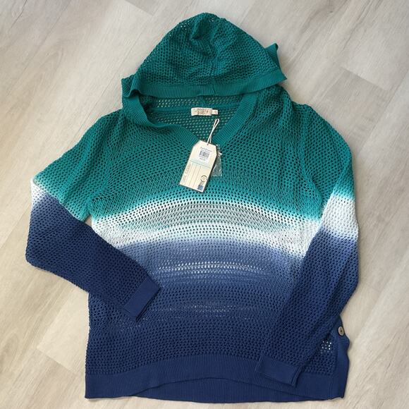 Paradise Shores Multicolor Womens Medium Hooded Beach Sweater NWT - Picture 1 of 8